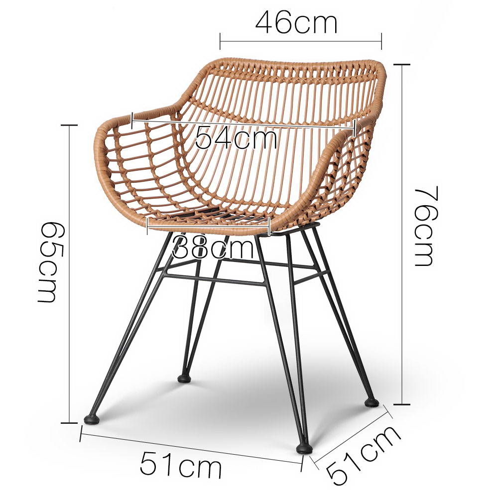 Artiss Set of 2 PE Wicker Dining Chair - Natural