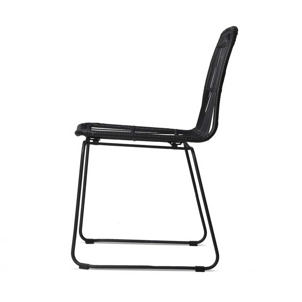 Artiss Set of 2 PE Wicker Dining Chair - Black