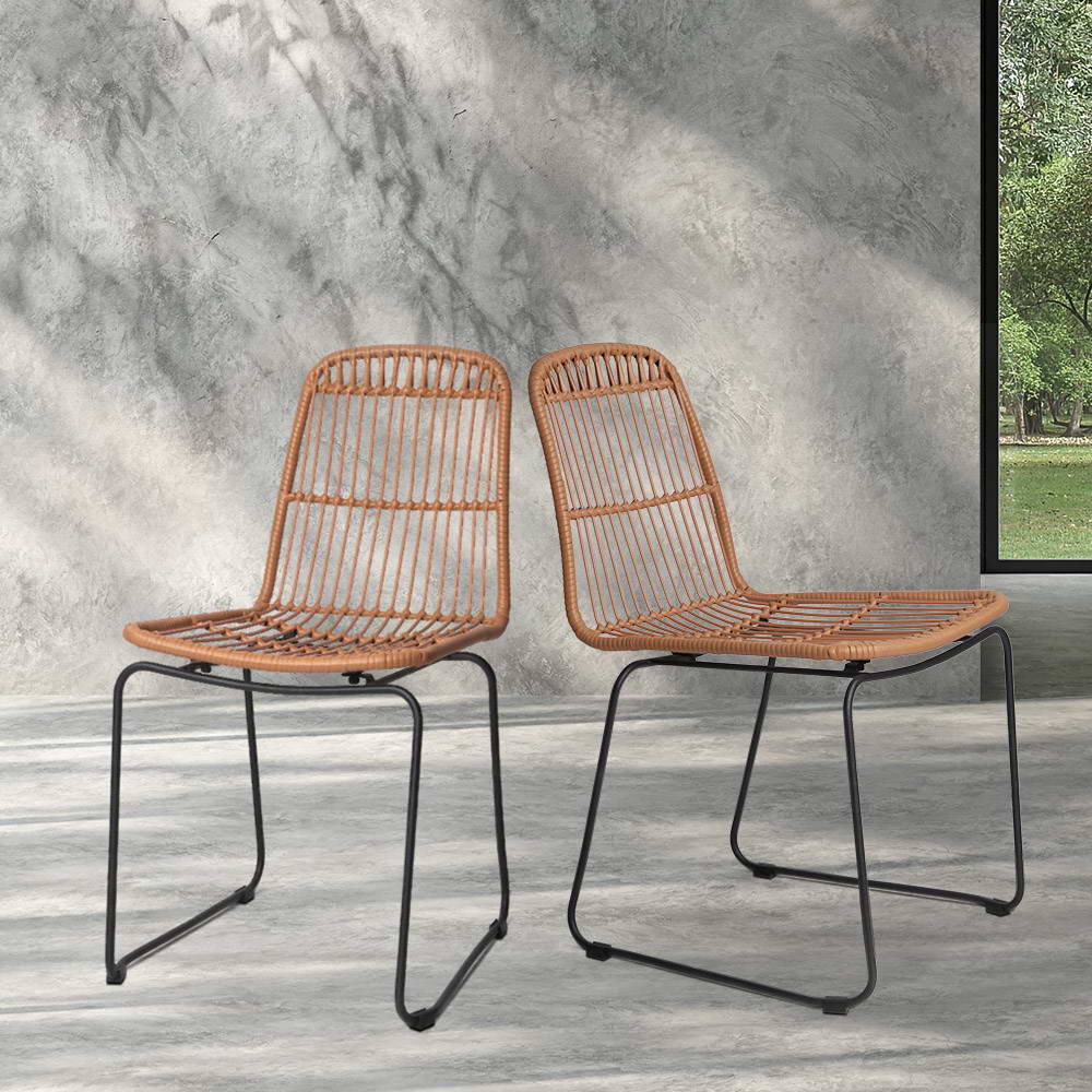 Artiss Set of 2 PE Wicker Dining Chair - Natural