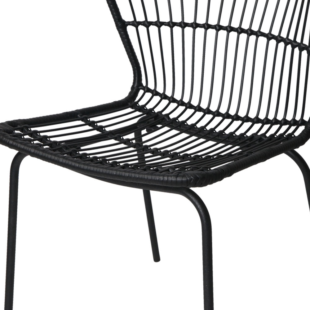 Artiss Set of 2 PE Wicker Dining Chair - Black