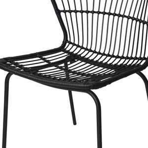 Artiss Set of 2 PE Wicker Dining Chair - Black