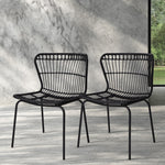Artiss Set of 2 PE Wicker Dining Chair - Black