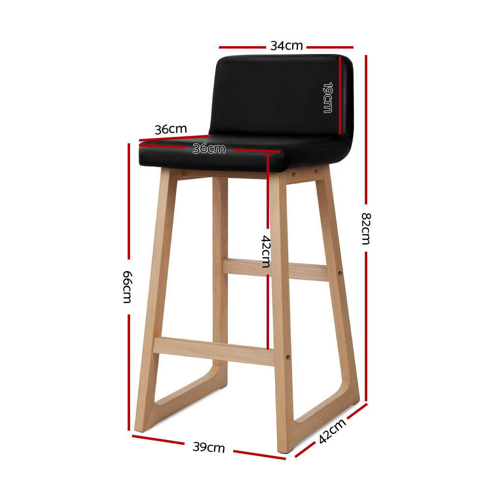 Artiss Set of 2 Bolero Bar Stools - Black