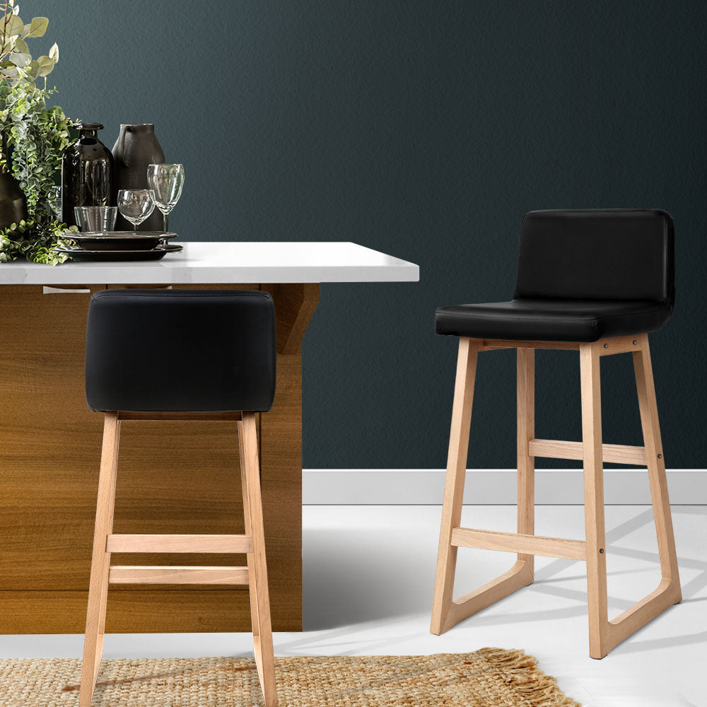 Artiss Set of 2 Bolero Bar Stools - Black