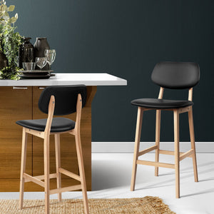 Artiss Set of 2 PU Leather Ramsey Bar Stools - Black