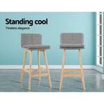 Artiss 2 x Kitchen Bar Stools Wooden Bar Stool Chairs Barstools Fabric Grey 67CM