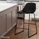 Artiss Set of 2 PU Leather Crosby Bar Stools - Black