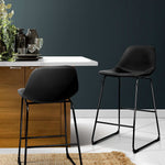 Artiss Set of 2 PU Leather Crosby Bar Stools - Black