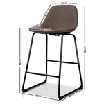 Artiss Set of 2 PU Leather Crosby Bar Stools - Brown