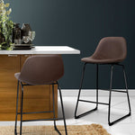 Artiss Set of 2 PU Leather Crosby Bar Stools - Brown