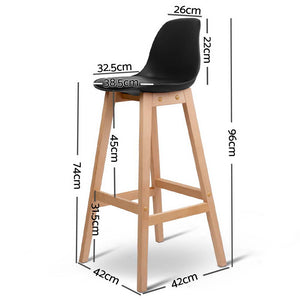 Artiss Set of 2 Beech Wood Bar Stools - Black