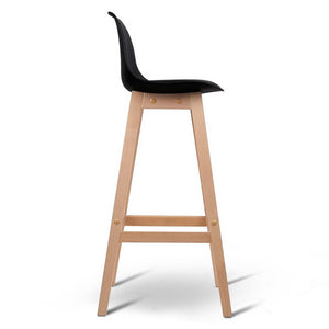 Artiss Set of 2 Beech Wood Bar Stools - Black