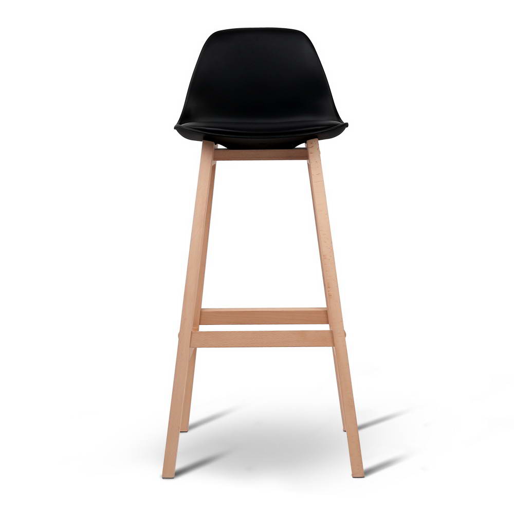 Artiss Set of 2 Beech Wood Bar Stools - Black