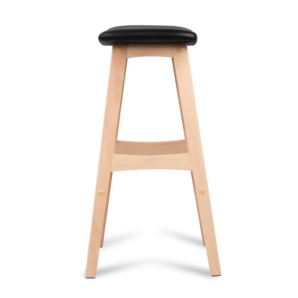 Artiss Set of 2 Beech Wood Bar Stools - Black