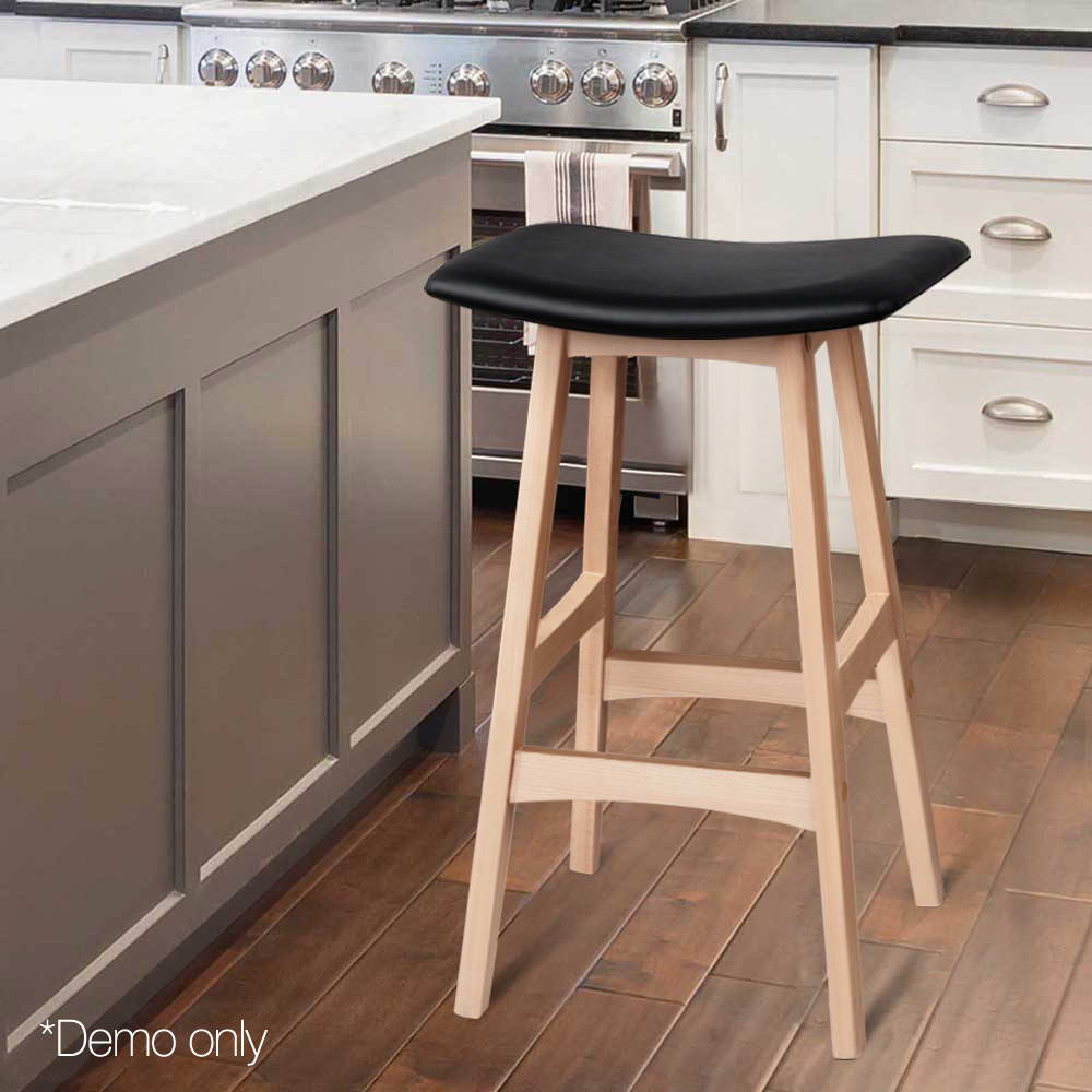 Artiss Set of 2 Beech Wood Bar Stools - Black