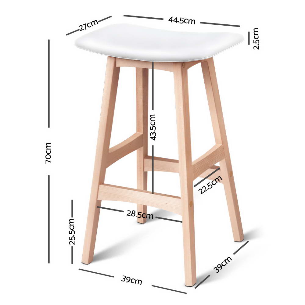 Artiss Set of 2 Beech Wood Bar Stools - White