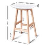 Artiss Set of 2 Beech Wood Bar Stools - White