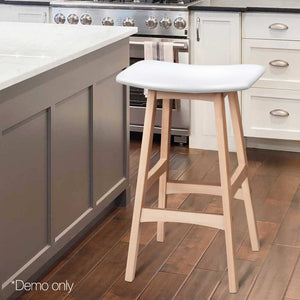 Artiss Set of 2 Beech Wood Bar Stools - White