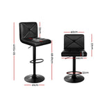 Artiss Set of 2 PU Leather Gas Lift Bar Stools - Black