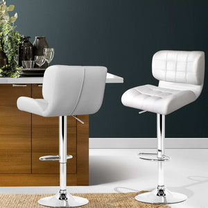 Artiss Set of 2 PU Leather Gas Lift Bar Stools - White