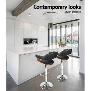 Artiss Wooden Bar Stool - Black