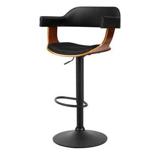 Artiss 1 x Wooden Bar Stools Kitchen Swivel Gas Lift Bar Stool Chairs Leather Black