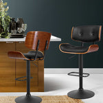 Artiss Kitchen Bar Stool Gas Lift Stool Chairs Swivel Barstool Leather Black x1