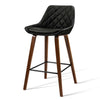 Artiss 2x Kitchen Bar Stools Wooden Stool Chairs Bentwood Barstool Leather Black