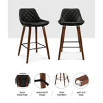 Artiss 2x Kitchen Bar Stools Wooden Stool Chairs Bentwood Barstool Leather Black