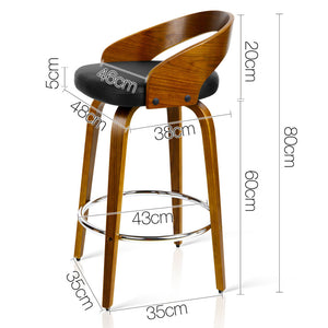 Artiss Set of 2 Wooden Bar Stools - Black