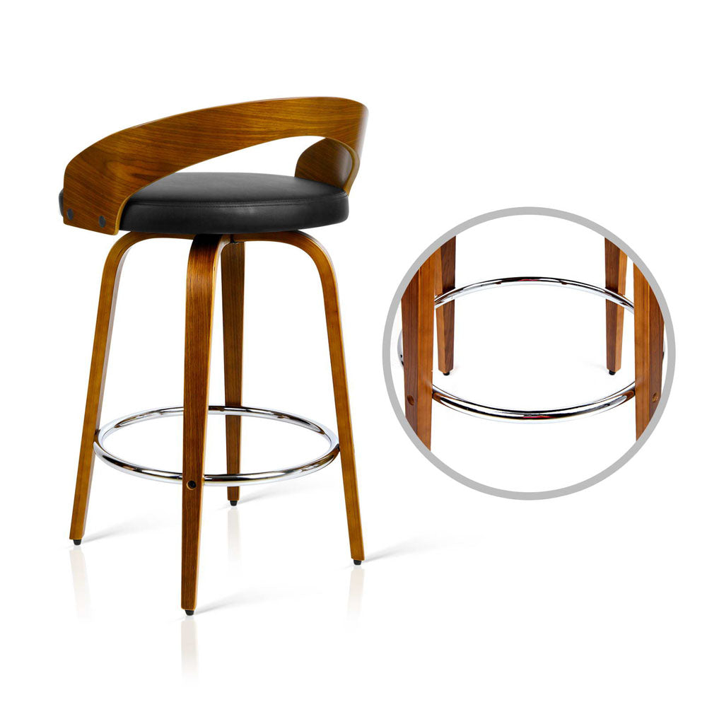 Artiss Set of 2 Wooden Bar Stools - Black