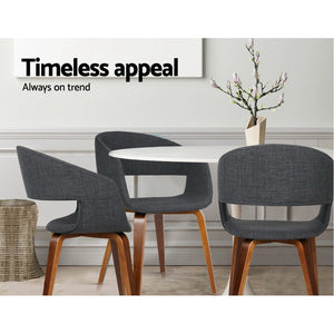 Artiss Set of 2 Timber Wood and Fabric Dining Chairs - Charcoal