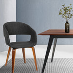 Artiss Set of 2 Timber Wood and Fabric Dining Chairs - Charcoal