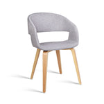 Artiss Set of 2 Timber Wood and Fabric Dining Chairs - Light Grey