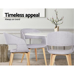 Artiss Set of 2 Timber Wood and Fabric Dining Chairs - Light Grey