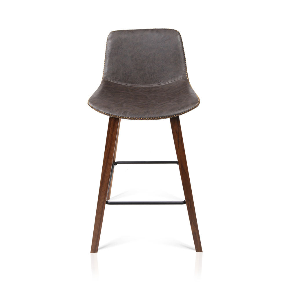 Artiss Set of 2 PU Leather Bar Stools - Walnut