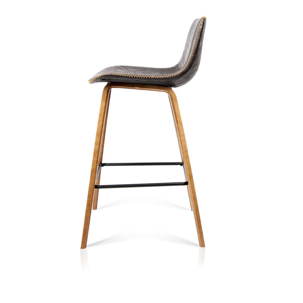 Artiss Set of 2 PU Leather Bar Stools - Walnut