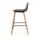 Artiss Set of 2 PU Leather Bar Stools - Walnut