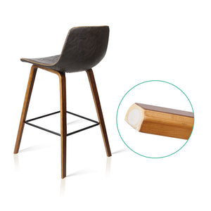 Artiss Set of 2 PU Leather Bar Stools - Walnut