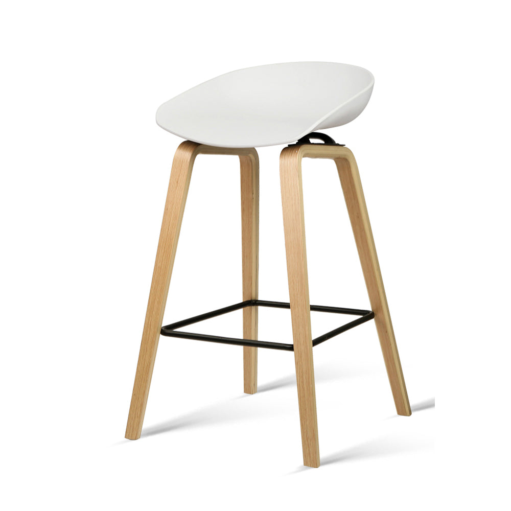 Artiss Set of 2 Wooden Backless Bar Stools - White