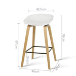 Artiss Set of 2 Wooden Backless Bar Stools - White