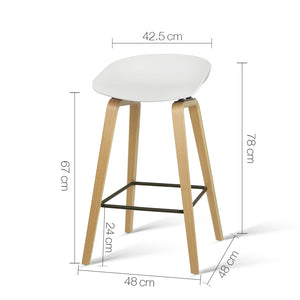 Artiss Set of 2 Wooden Backless Bar Stools - White
