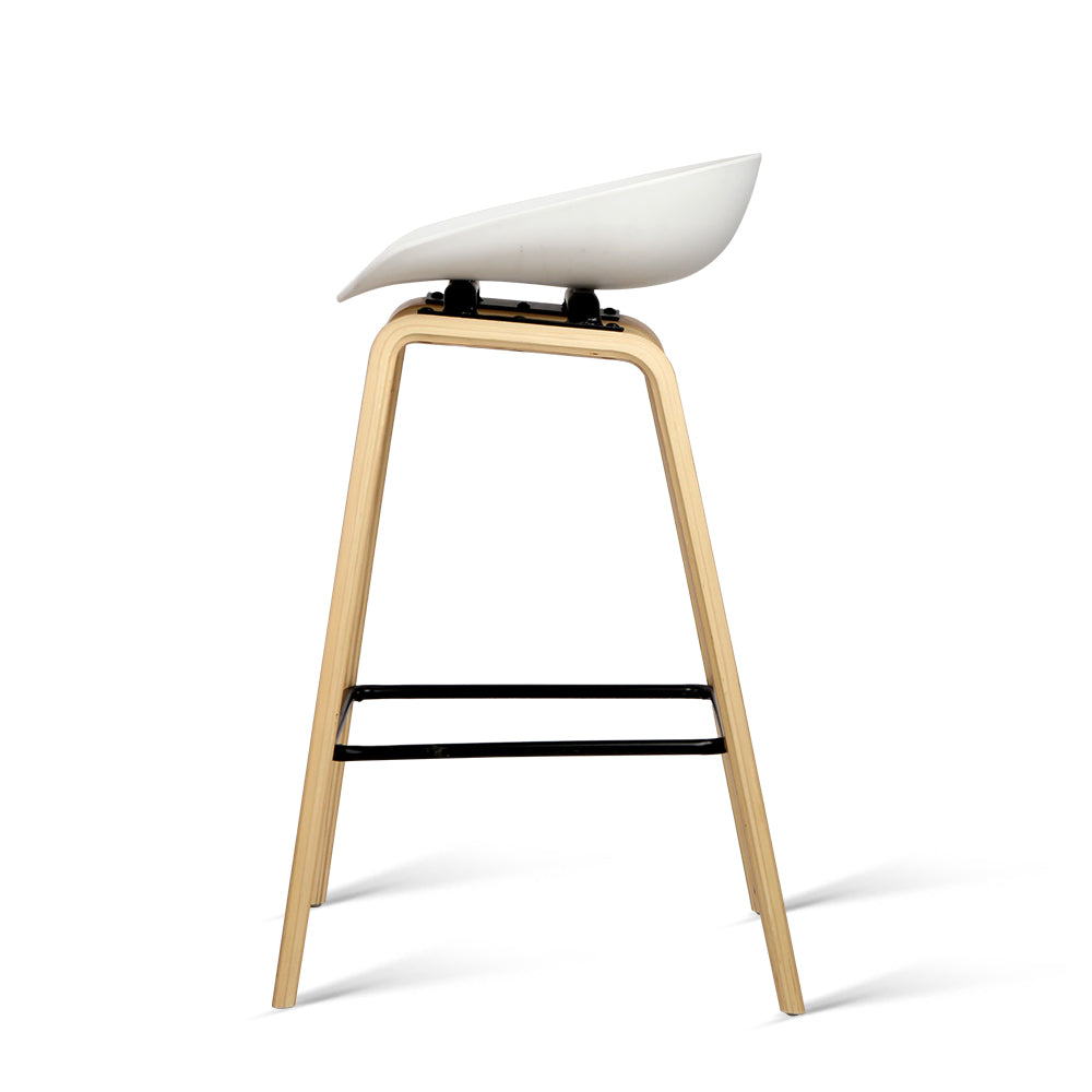 Artiss Set of 2 Wooden Backless Bar Stools - White