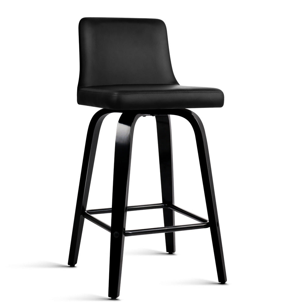 Artiss Set of 2 Wooden Bar Stool - Black