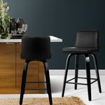 Artiss Set of 2 Wooden Bar Stool - Black