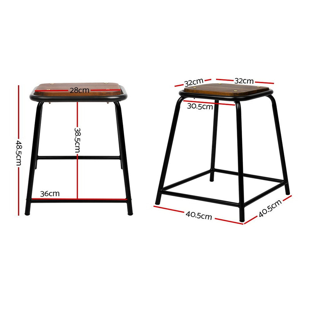 Artiss Set of 4 Pine Wood Bar Stools - Black