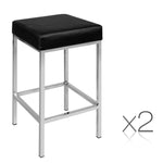 Artiss Set of 2 PU Leather Backless Bar Stools - Black