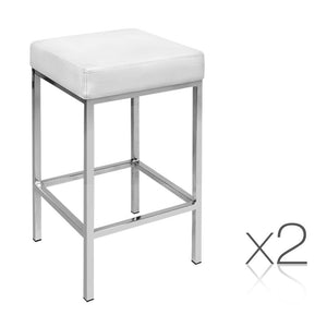 Artiss Set of 2 PU Leather Backless Bar Stools - White