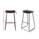 Artiss Set of 2 PU Leather Backless Bar Stools - Black