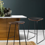 Artiss Set of 2 PU Leather Backless Bar Stools - Black